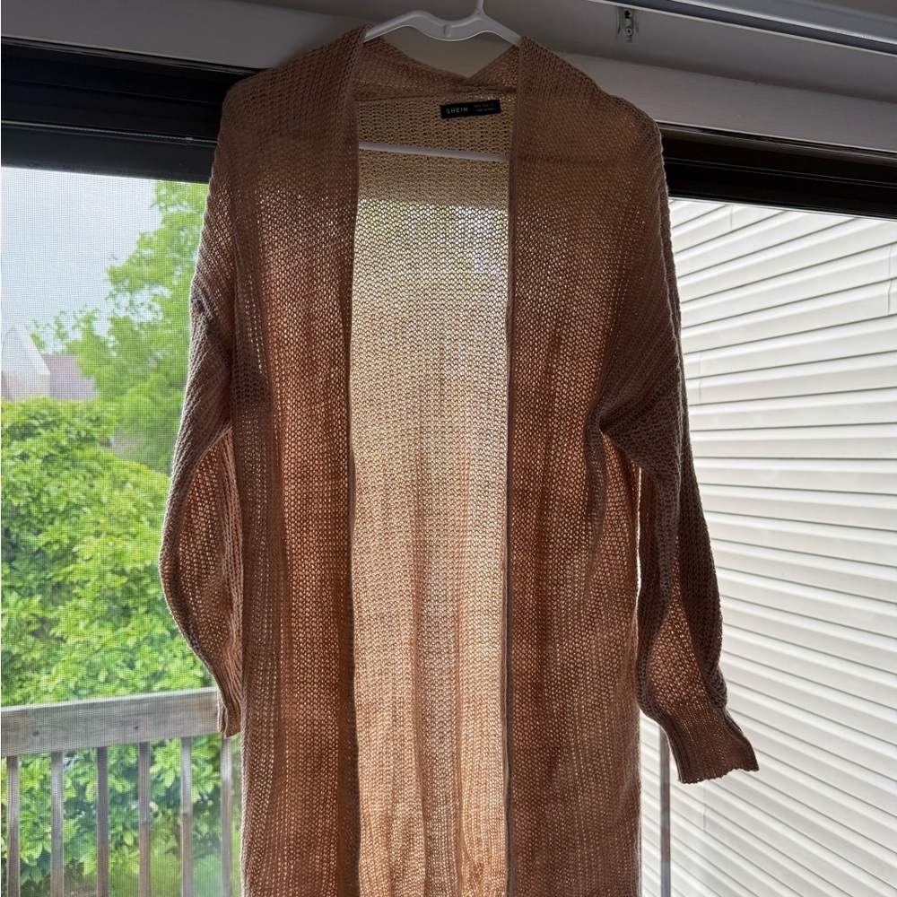 SHEIN Light Brown Knit Cardigan